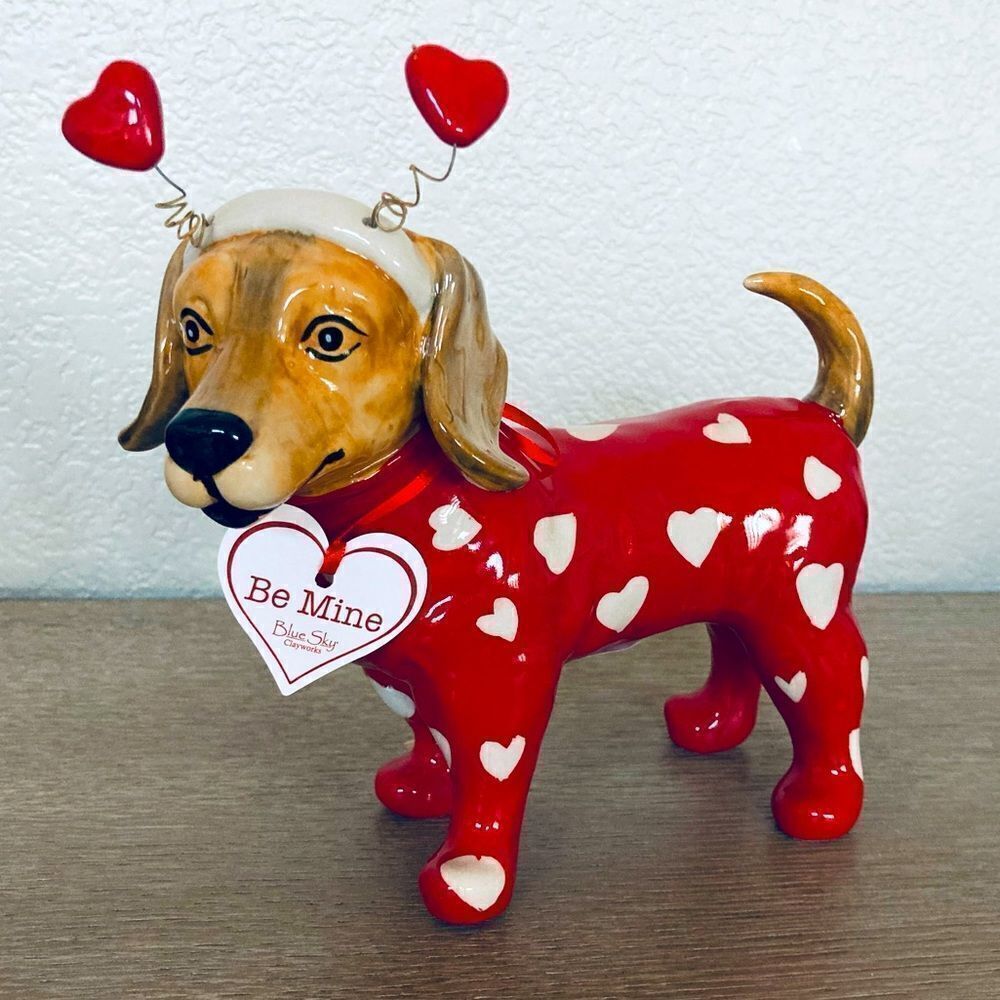 Blue Sky Valentine Pajama Dog Ceramic Decor